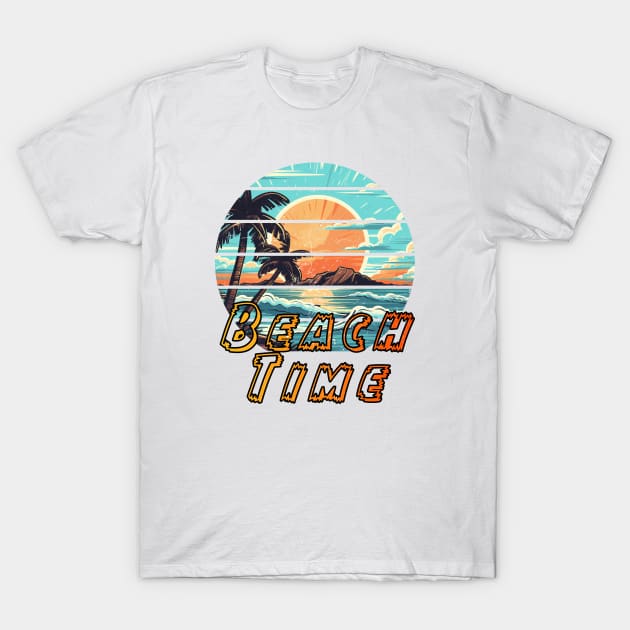 Beach Time - Vintage Sunset T-Shirt by INK-redible Marvels